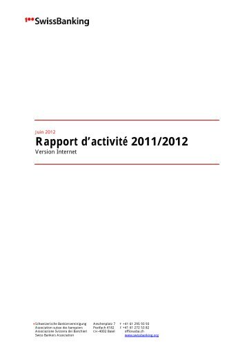 Rapport d'activitÃ© 2011/2012 - Association suisse des banquiers