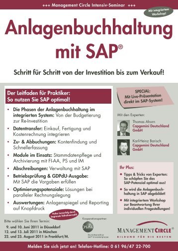 Seminar: Anlagenbuchhaltung mit SAP® - Management Circle AG