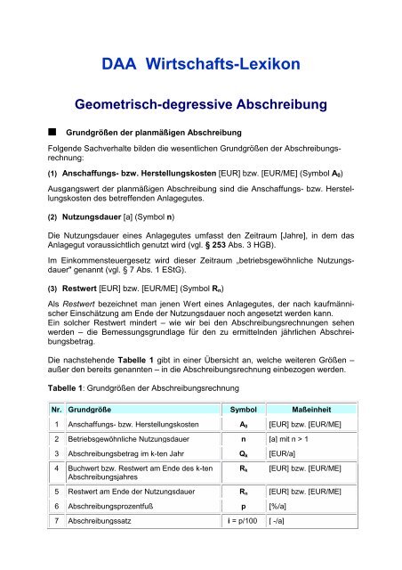 Geometrisch-degressive Abschreibungen