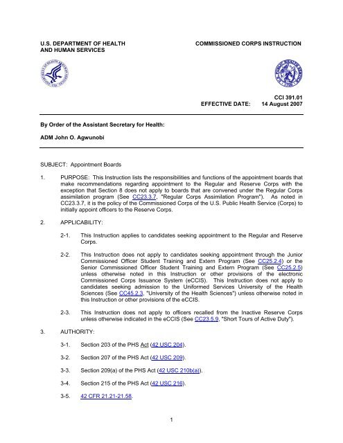 CCI 391.01 - Commissioned Corps Management Information System