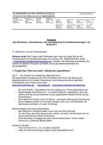 Protokoll Des Workshop âInformationen der Fachambulanz fÃ¼r ...