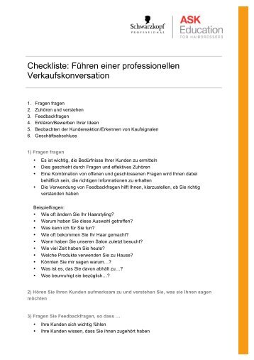 Checkliste: Führen einer professionellen Verkaufskonversation