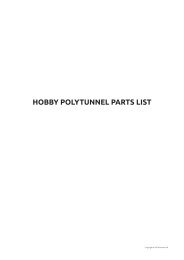 HOBBY POLYTUNNEL PARTS LIST - Northern Polytunnels