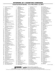 INTERWIRE 2011 EXHIBITING COMPANIES - IWMA