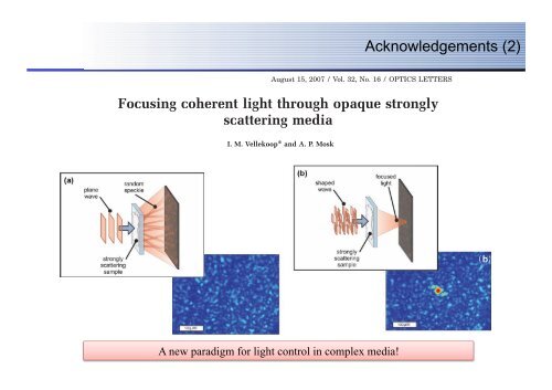 Controlling light in scattering media