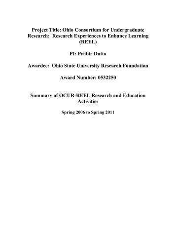 REEL-NSF-final report - Research at OSU Chemistry - The Ohio ...