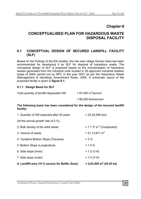 EIA Studies of 3 Pre-Identified Hazardous Waste Disposal Sites in ...