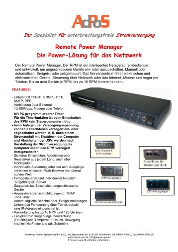 Remote Power Manager Die Power-LÃ¶sung fÃ¼r das ... - AdPoS USV