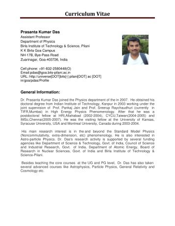 Curriculum Vitae - BITS Pilani