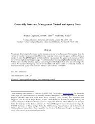 Ownership Structure, Management Control and Agency Costs