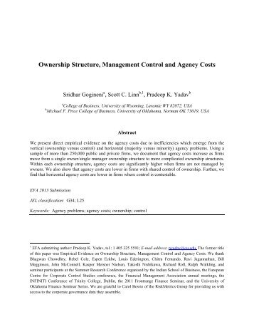 influence of agency costs on dividend And test the effect of agency costs of free cash flow on dividend and leverage we use agency costs variables size, risk, profit, growth. influence of agency costs on dividend And test the effect of agency costs of free cash flow on dividend and leverage we use agency costs variables size, risk, profit, growth.