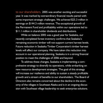 to our shareholders, 2005 was another exciting and ... - Sealaska