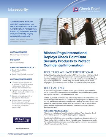 Michael Page International Deploys Check Point Data Security ...