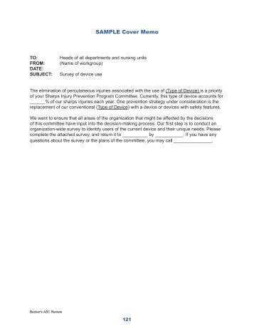 sample cover memo beckers asc review