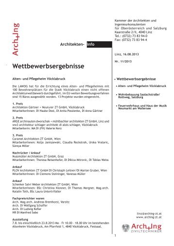 ArchInfo 11/2013 - Kammer der Architekten und Ingenieurkonsulenten