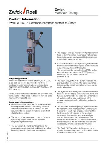 Electronic Shore Hardness Tester 3130 datasheet - Kemet