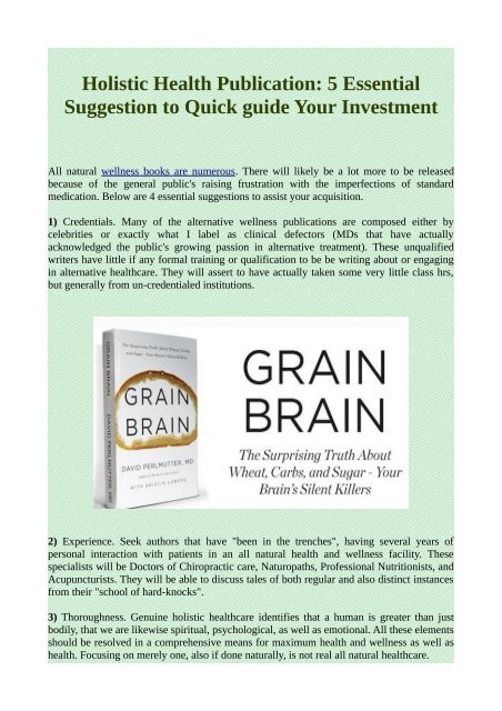 Holistic Health Publication: 5 Essential Suggestion to Quick guide Your Investment.pdf