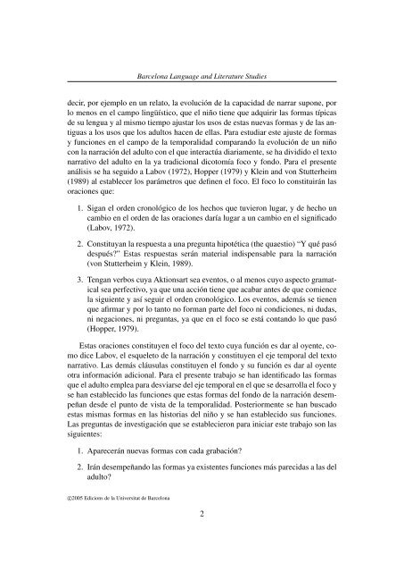 Aprender a narrar: formas temporales y sus funciones en un ... - RACO