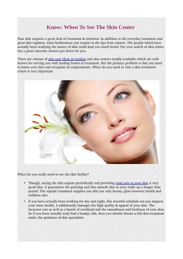 Know: When To See The Skin Center