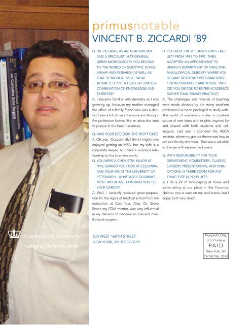 Summer 2007 - College of Dental Medicine - Columbia University