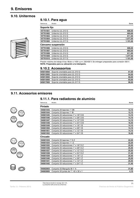 Precios - Baxi