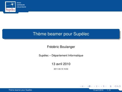 Thème beamer pour Supélec - Département informatique