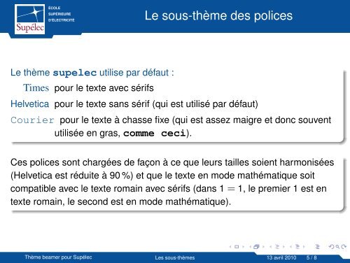 Thème beamer pour Supélec - Département informatique