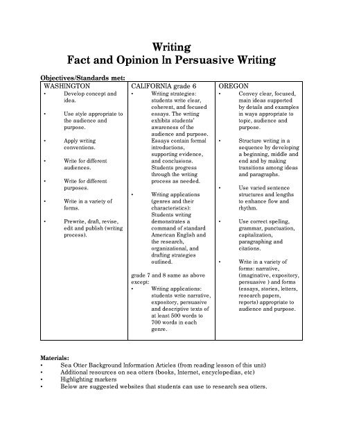 difference between opinion and persuasive writing