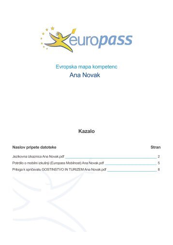 primer mape kompetenc kot samostojnega elementa - Europass