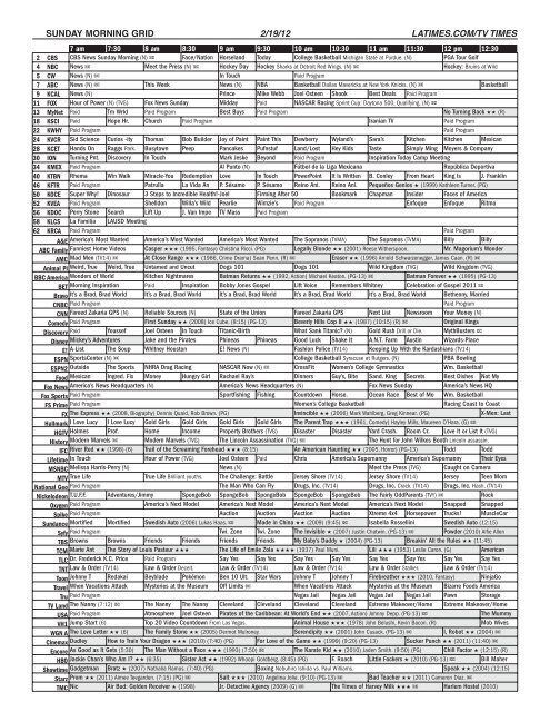 To Download Tv Listings For The Week Of Feb 19 25 In Pdf Blogs