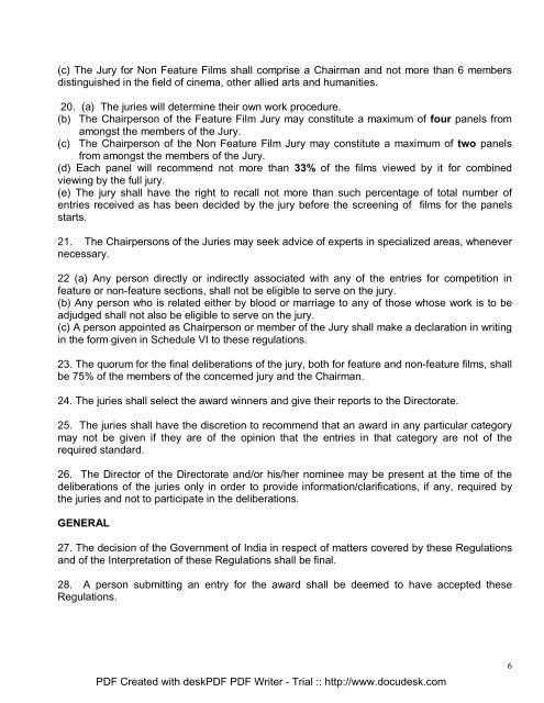 54th National Film Awards National Film Awards Regulations ...