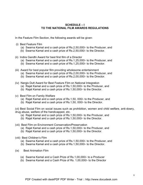 54th National Film Awards National Film Awards Regulations ...