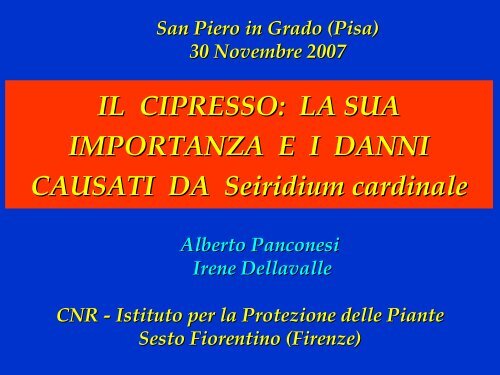 la situazione in Toscana â Dott. Alberto Panconesi - CNR Firenze