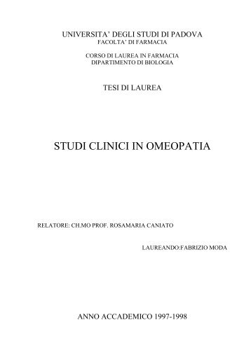 Omeopatia - Dieta della salute - Dott. Fabrizio MODA