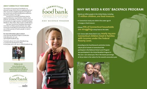 Kids' BackPack Program brochure. - Connecticut Food Bank