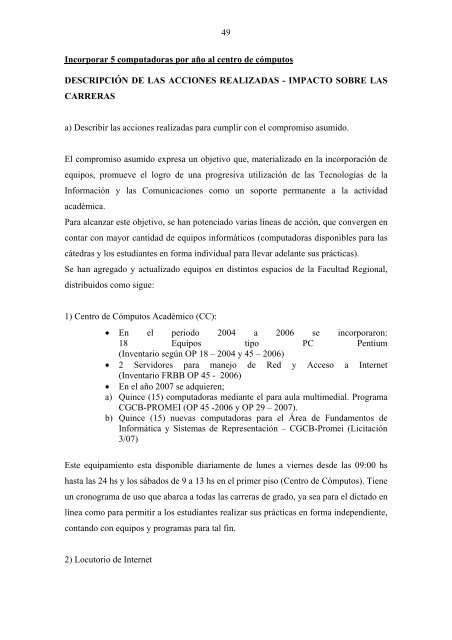 acreditaciÃ³n de carreras de grado de ingenierÃ­a - FRBB - UTN