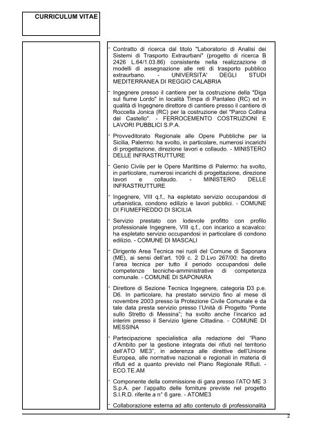 curriculum vitae - Comune di Messina