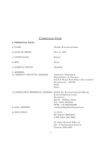 Curriculum Vitae - BITS Pilani
