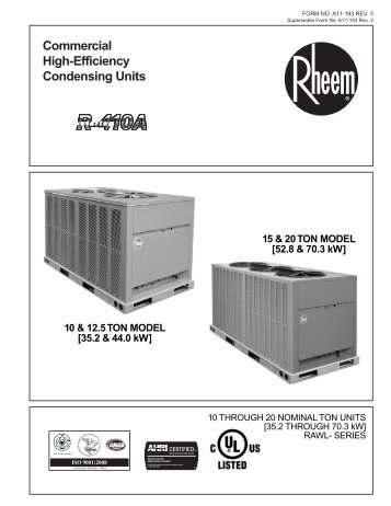 A11-193 Rev. 3 Rheem RAWL 10 thru 20 ton R ... - Rheemote.Net