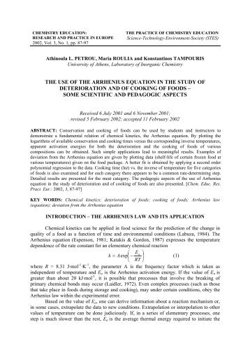 THE USE OF THE ARRHENIUS EQUATION IN THE STUDY OF ...