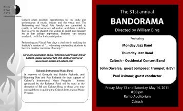 31st Annual Bandorama Program (2011) - Caltech-Occidental Bands