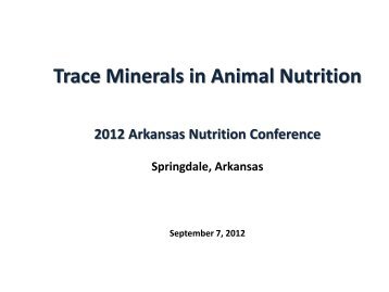Trace Minerals in Animal Nutrition - The Poultry Federation