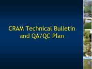 CRAM Technical Bulletin and QA/QC Plan