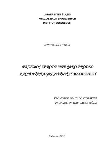 przemoc w rodzinie jako źródło zachowań agresywnych młodzieży