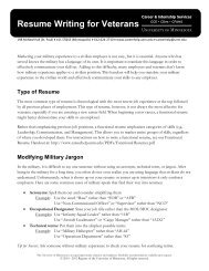 Resume Writing for Veterans (pdf) - Career and Internship Services