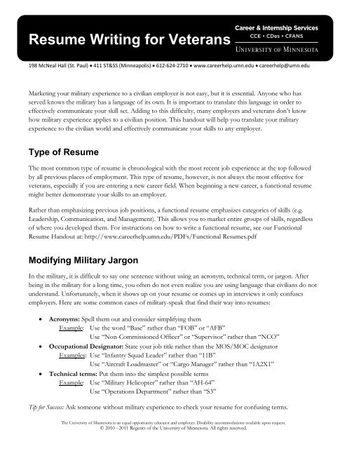 resume writing help for veterans