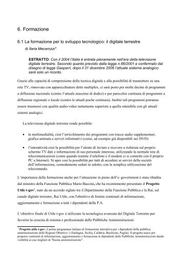 La formazione per lo sviluppo tecnologico: il digitale terrestre - Icomit.it