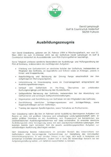 Ausbildungszeugnis - David Grasskamp