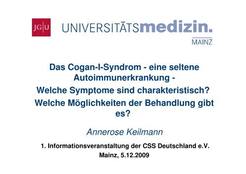 Keilmann Cogan I 051209 - Leben mit dem Cogan-I-Syndrom