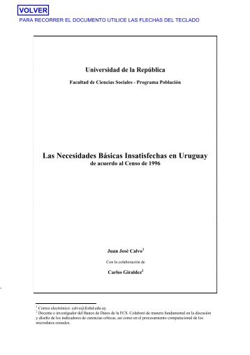 necesidades basicas insatisfechas en uruguay - Departamento de ...